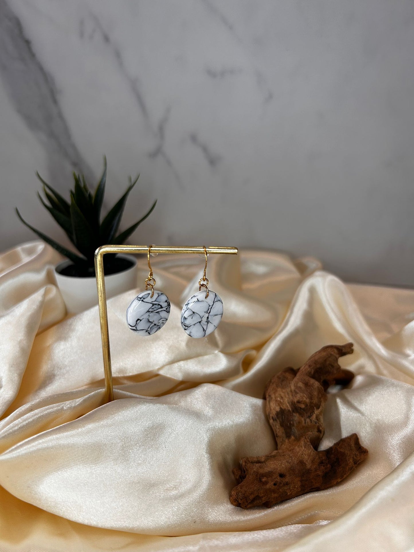 Black and White Marble Effect Earrings