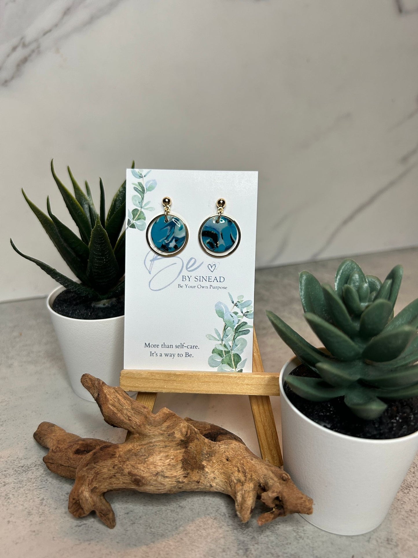 Small Marble Circle Studs