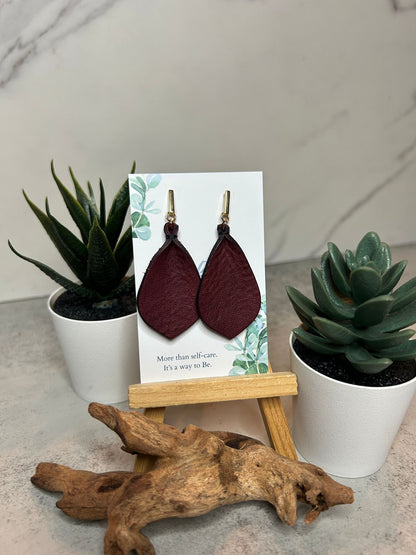 Gold Bar Leather Earrings
