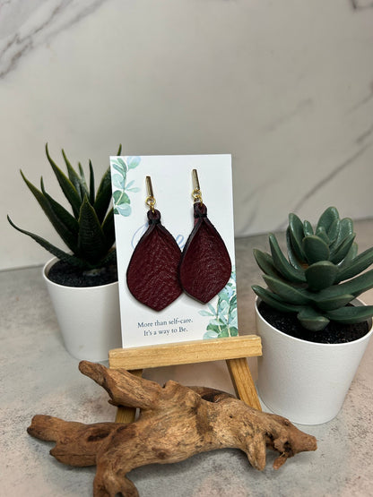 Gold Bar Leather Earrings