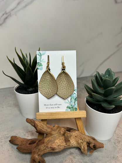 Gold Bar Leather Earrings