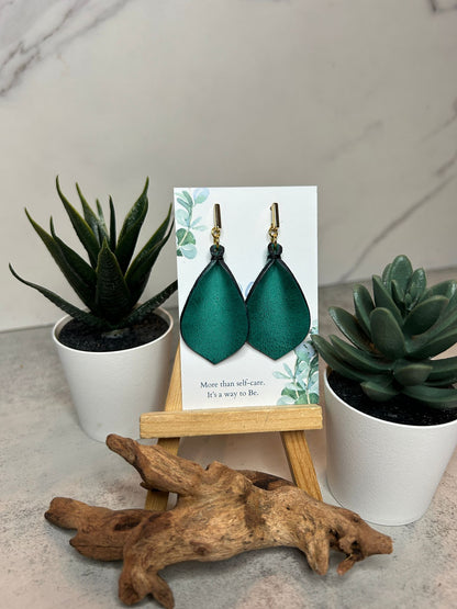 Gold Bar Leather Earrings