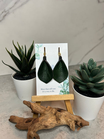 Gold Bar Leather Earrings