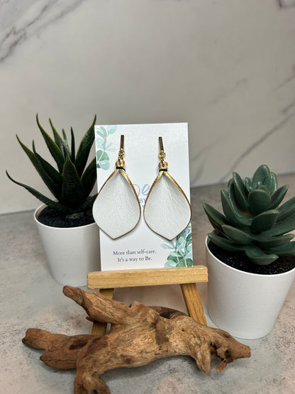 Gold Bar Leather Earrings