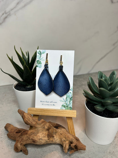 Gold Bar Leather Earrings