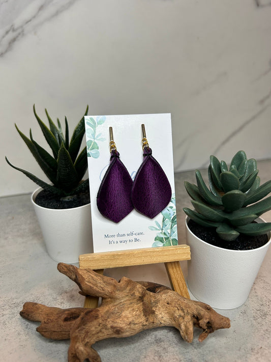 Gold Bar Leather Earrings