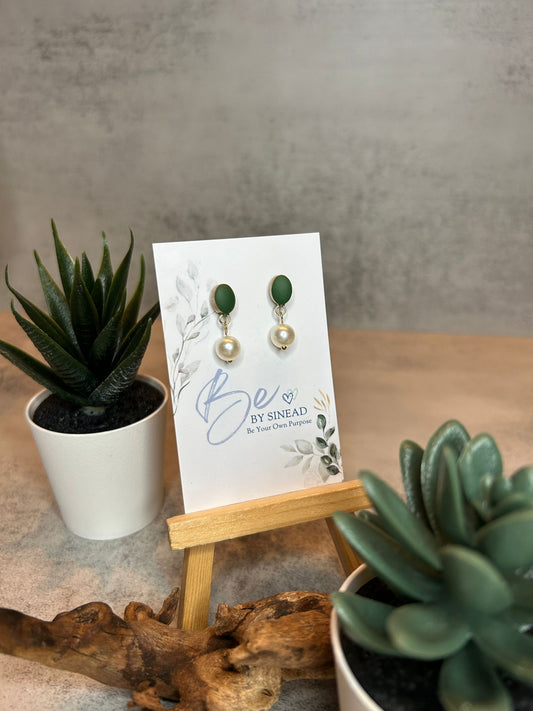 Small Oval with Pearl Earrings