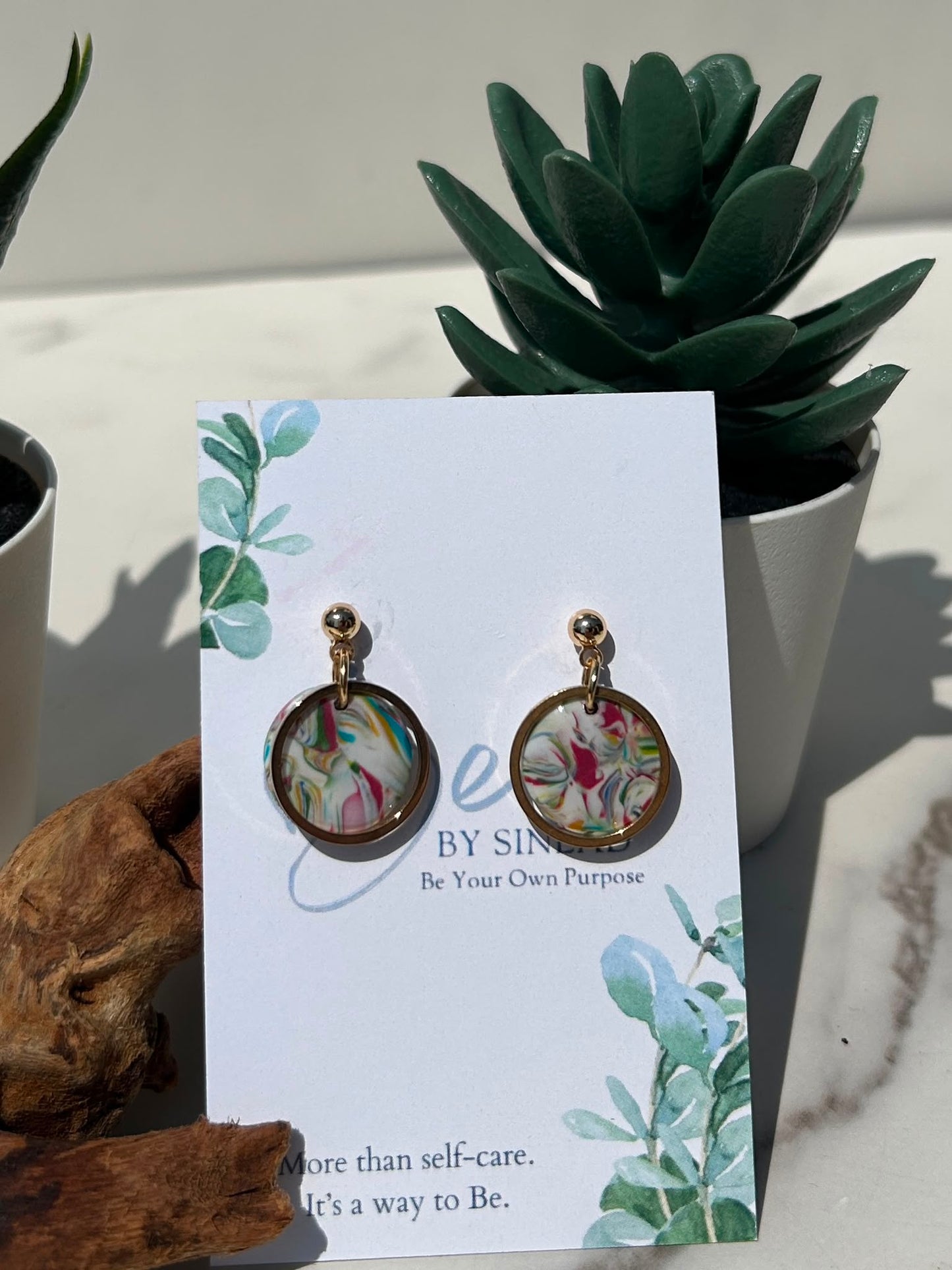 Marble Circle Studs